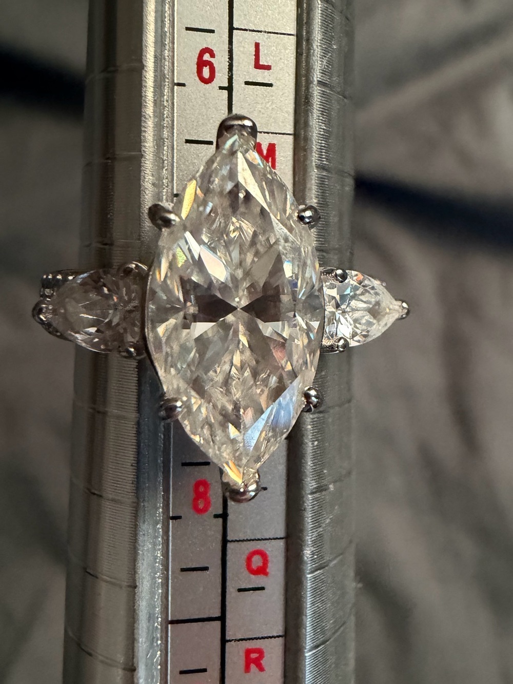 Sparkling 5ct Marquise-Cut Clear Stone Ring in Silver